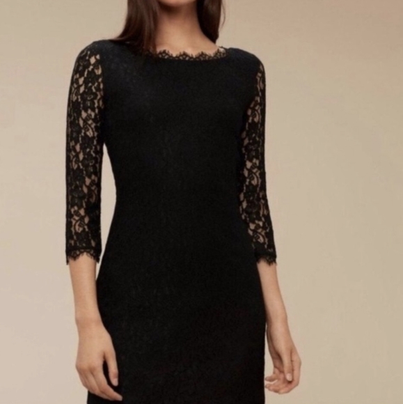 Aritzia Babaton Rafael Dress - Boat Neck, V-Back, Black Lace Dress - Picture 3 of 8